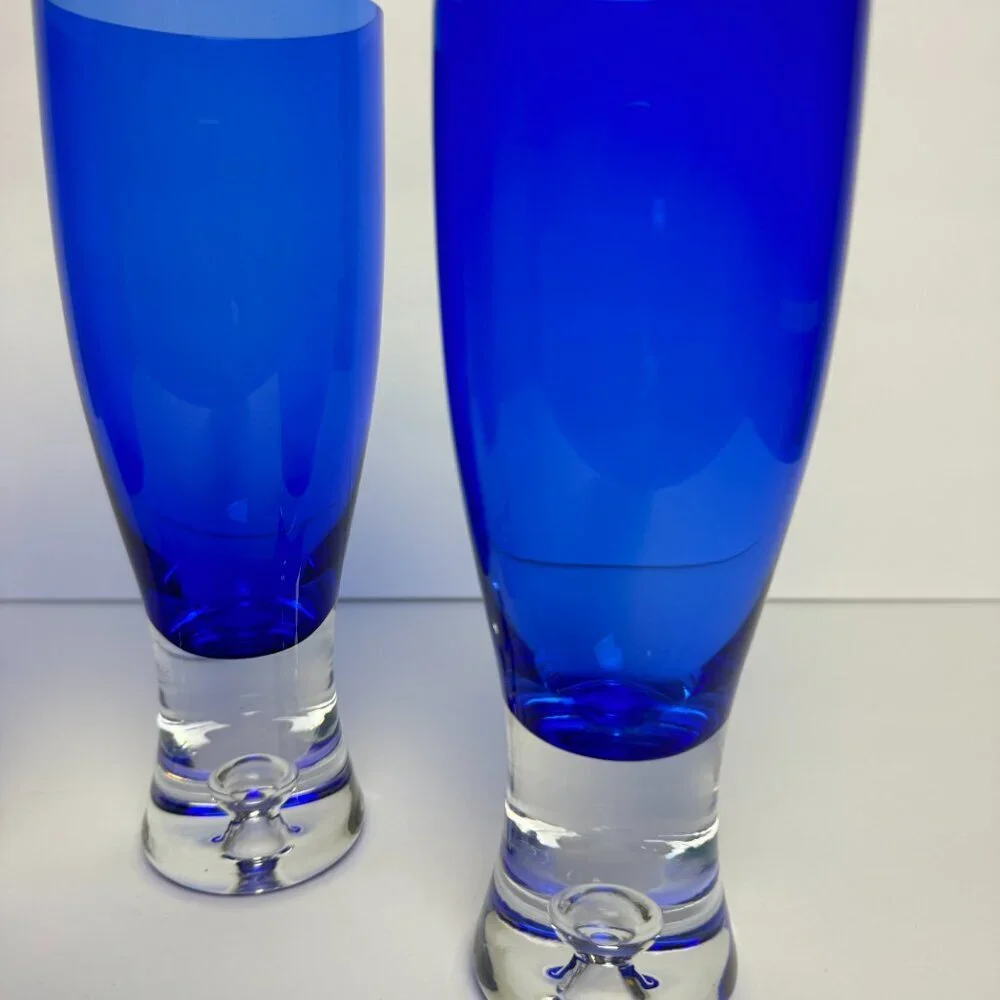 Set of 3 Block Stockholm Cobalt Blue Crystal Glasses with Controlled Bubble 7.5